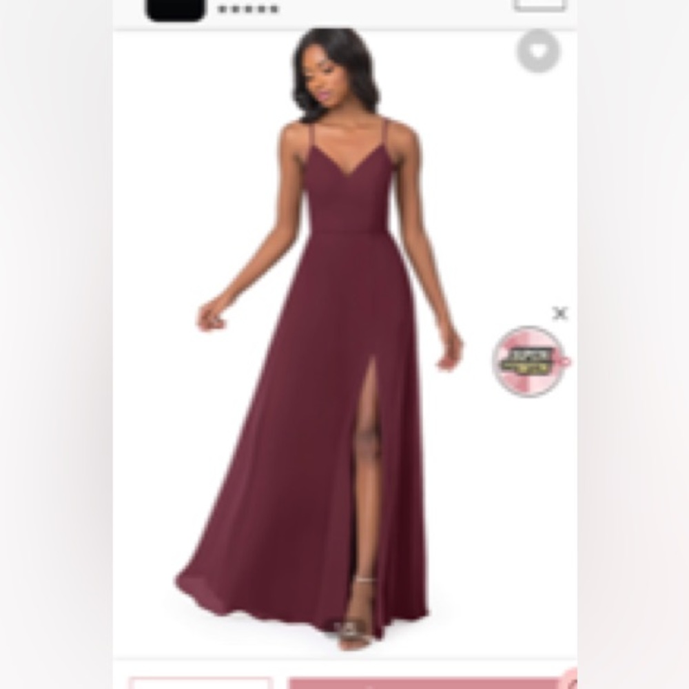 Gorgeous floor length Wine DB Studio Bridesmaid dress